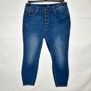 Judy Blue Women’s Jeans 18W Skinny Crop Button Fly Stretch Blue Denim High Waist